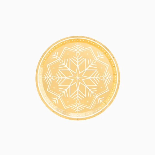6 Platos Oro Navidad en cartón 17 cms.