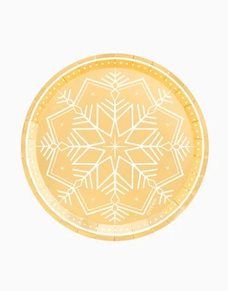 6 Platos Oro Navidad en cartón 17 cms.