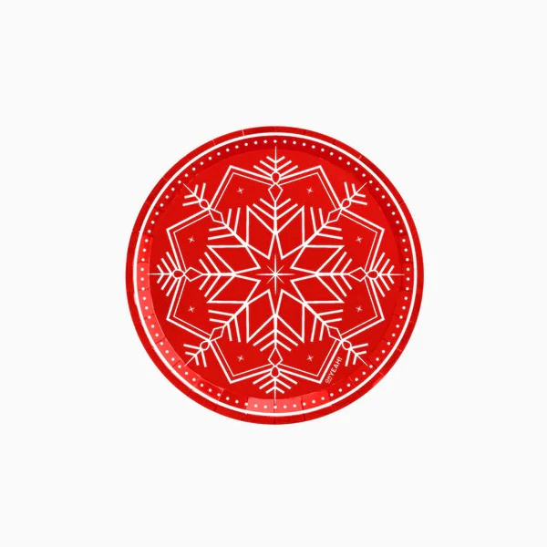 6 Platos Rojo Navidad en cartón 17 cms.