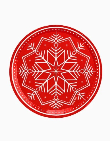 6 Platos Rojo Navidad en cartón 17 cms.