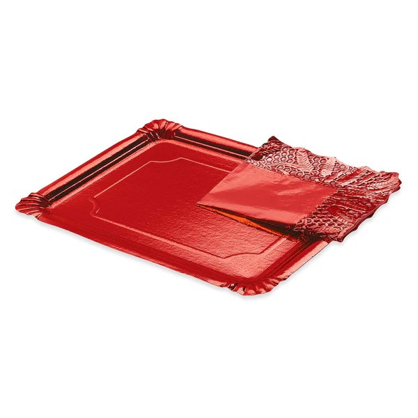 Bandeja Roja c/Blonda cartón 31x38 cms