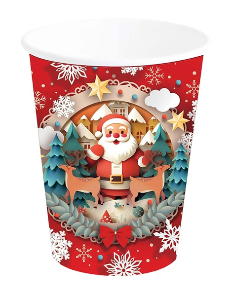 Paquete 6 Vasos de Navidad 240 Ml 9Cms