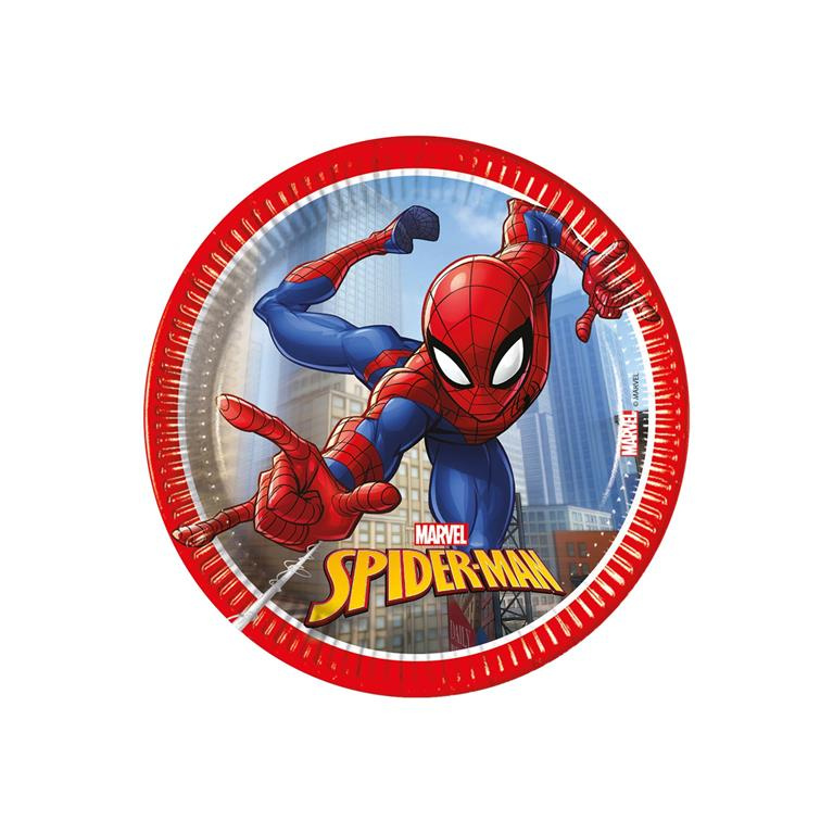 8 Platos Spiderman desechables 20 cms.