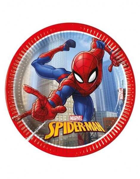 8 Platos Spiderman desechables 20 cms.
