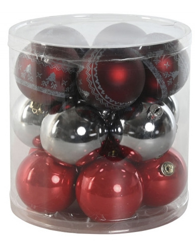 Caja 15 bolas decoración en rojo
