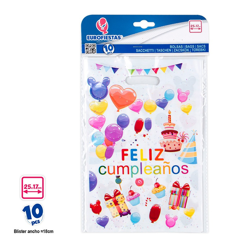 Bolsas Plastico 25x16.5cms f.cump 10ud
