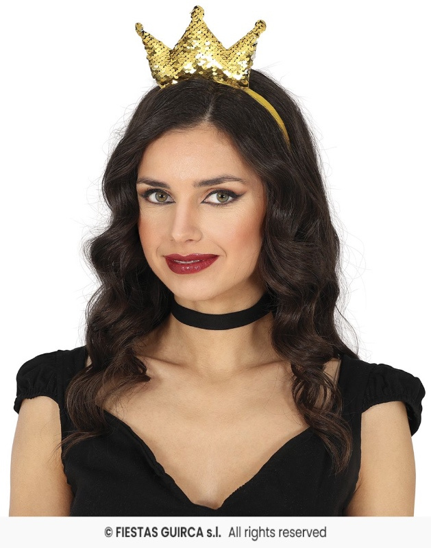 Diadema Lentejuelas Corona Oro