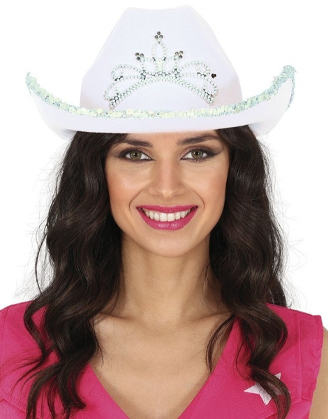 Sombrero Cowboy blanco Fieltro decorado