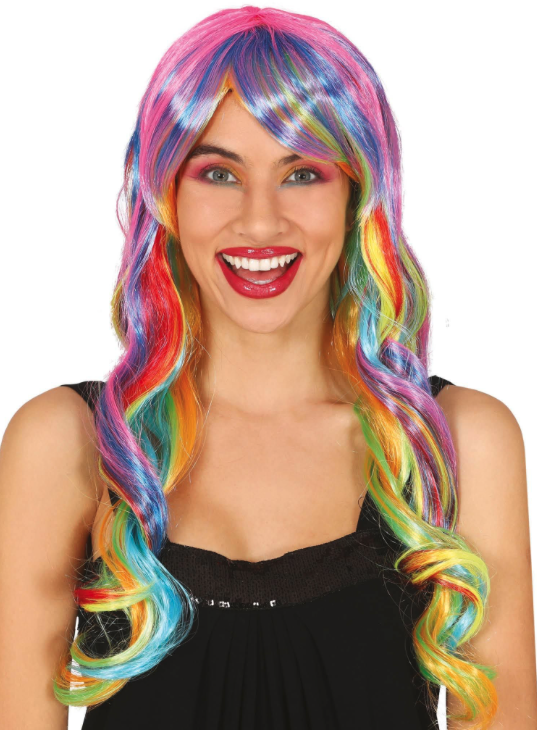Peluca Melena Multicolor En Caja