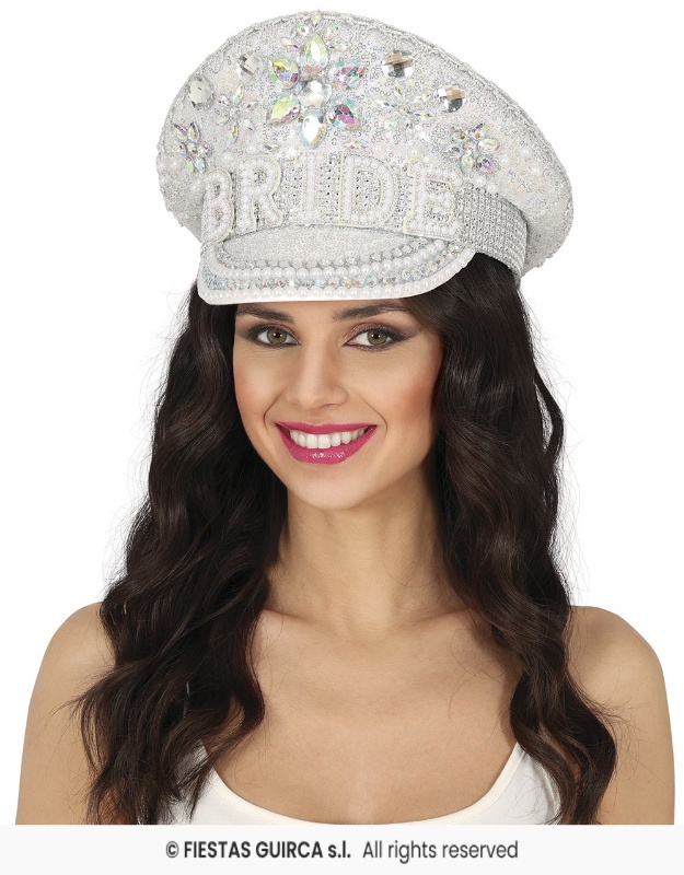 Gorra Policia Plata Bride Pedrería
