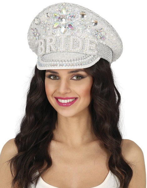 Gorra Policia Plata Bride Pedrería