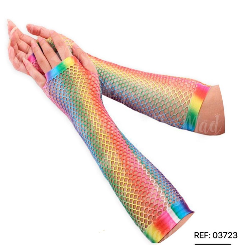Guantes largos rejilla multicolor