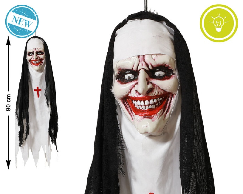 Decoración Halloween Monja c/Luz 90cms