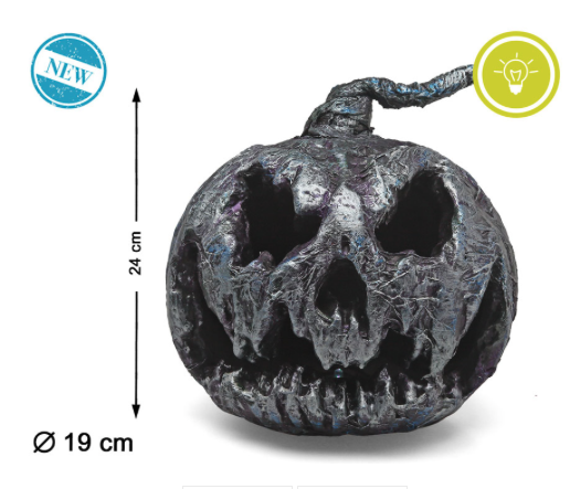 Calabaza decoración Gris c/luz 24x19 cms