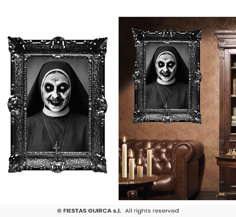 Adhesivo cuadro Monja terror 58x45 cms.