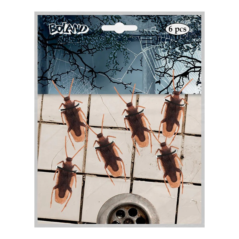 Juego de 6 cucarachas (2,5 x 7,5 cm)