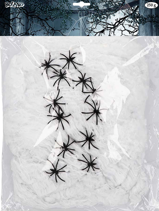 Telaraña 250gr. blanca con 12 arañas