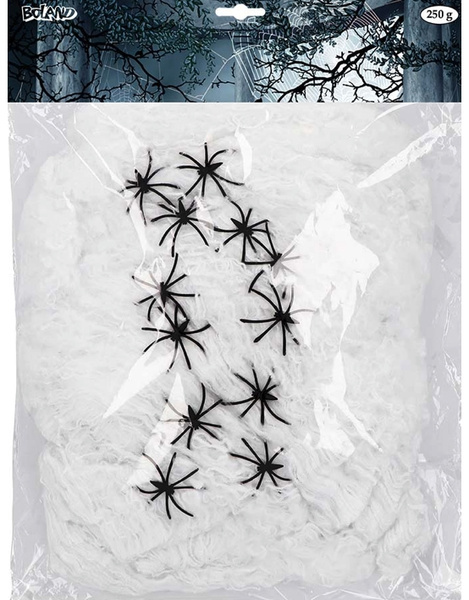 Telaraña 250gr. blanca con 12 arañas