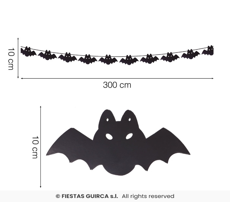 Guirnalda murcielagos 300 cm 20x10 cm