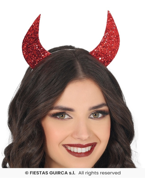 Diadema cuernos rojo brillantes