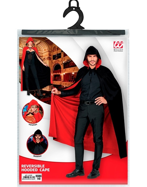 Capa reversible negra/roja con capucha