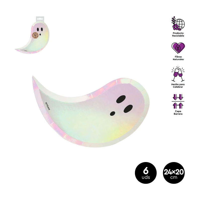 Plato Fantasma Iridiscente 6ud 24X20cm