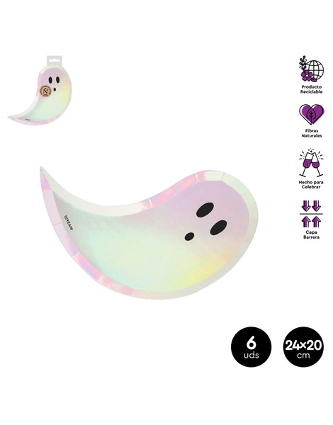 Plato Fantasma Iridiscente 6ud 24X20cm