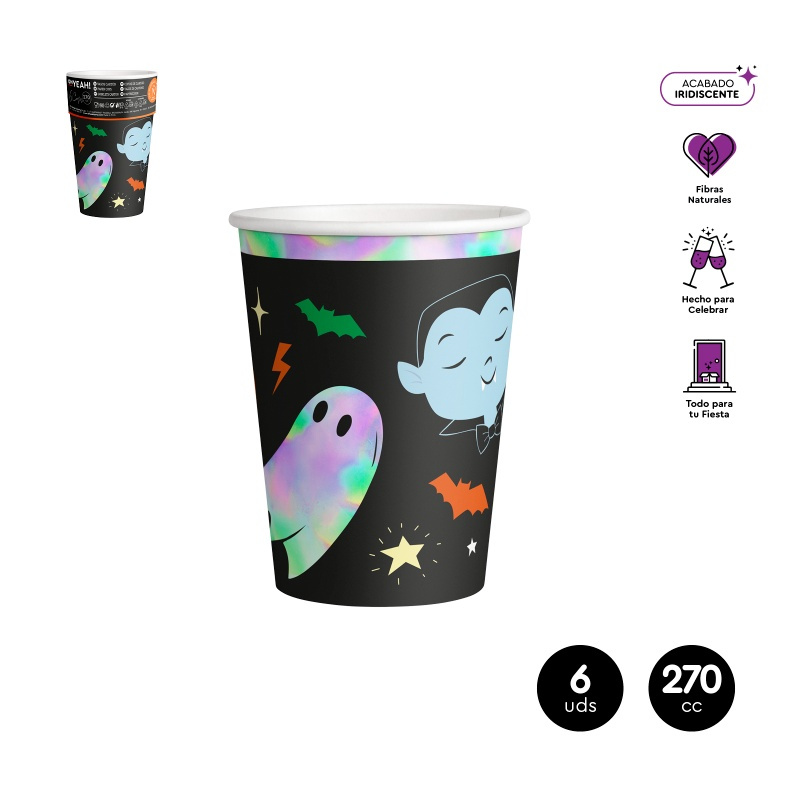Vaso Cartón Truco Trato Iridiscente 270