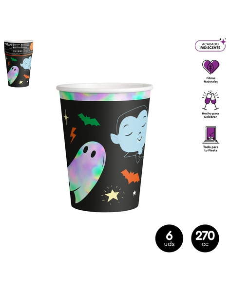 Vaso Cartón Truco Trato Iridiscente 270