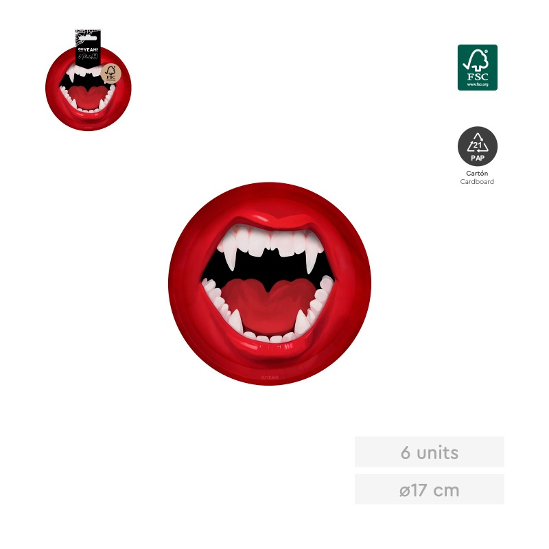 Plato Llano Colmillo Vampiro 17Cm 6 ud