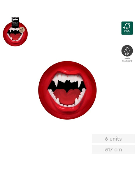 Plato Llano Colmillo Vampiro 17Cm 6 ud