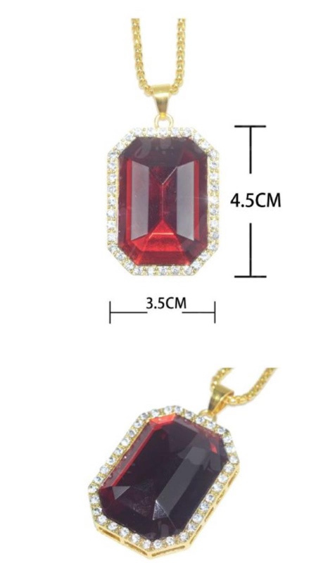 Collar metálico con piedra rubí