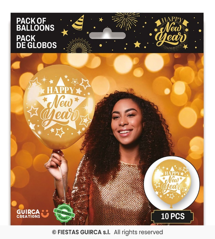 Bolsa 10 Globos Dorado 