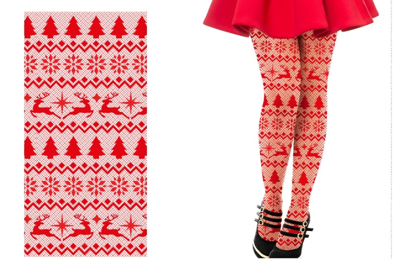 Medias de malla, estampado navideño T.U.