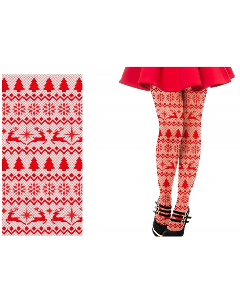 Medias de malla, estampado navideño T.U.