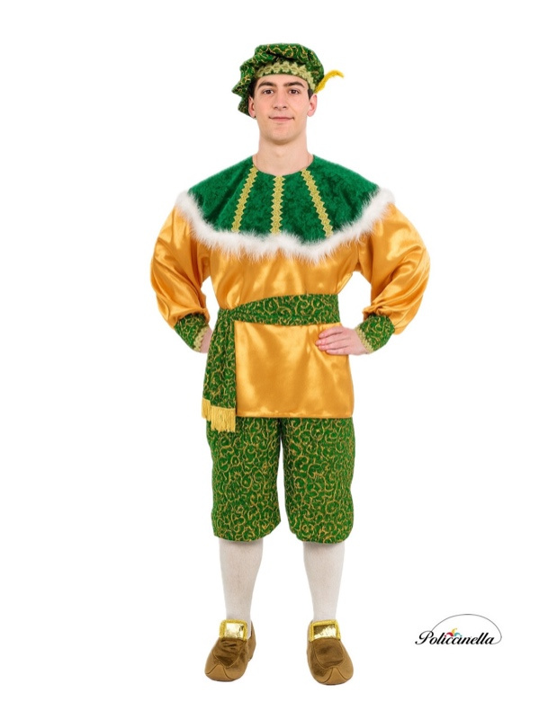 Disfraz Paje dorado y verde adulto