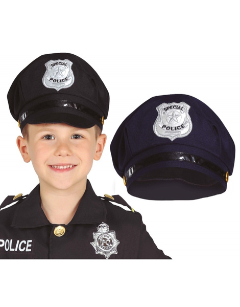 Gorra Policia Negro Tela Infantil