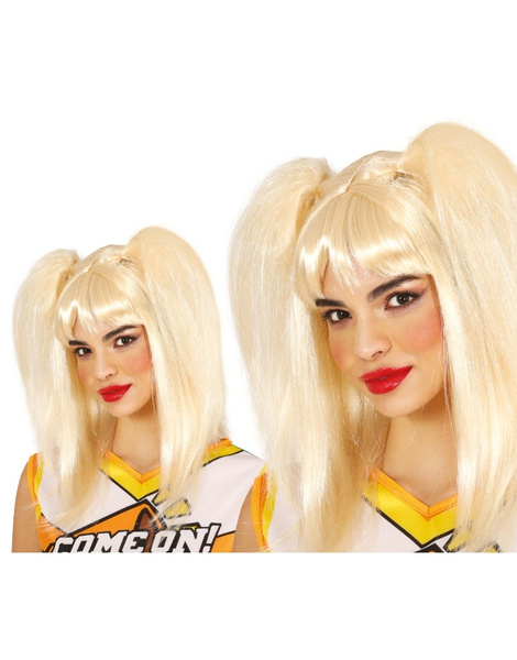 Peluca Rubia Con Coletas en Caja Adulto