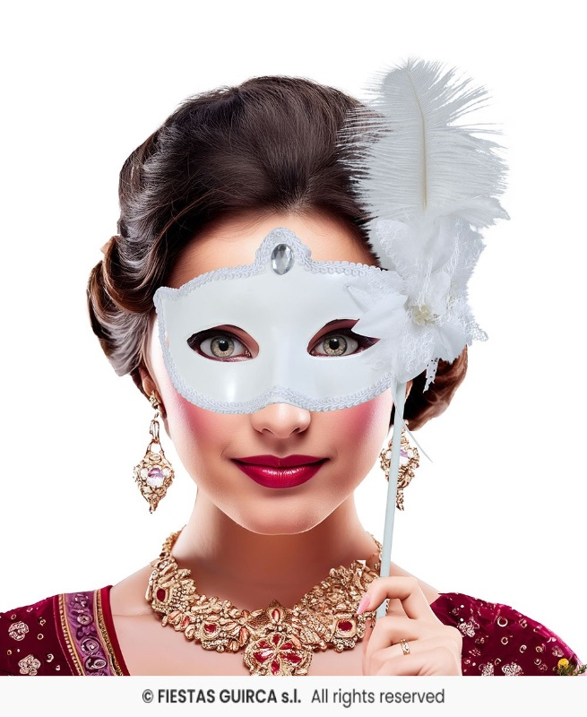 Antifaz blanco con palo