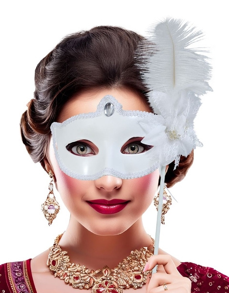 Antifaz blanco con palo