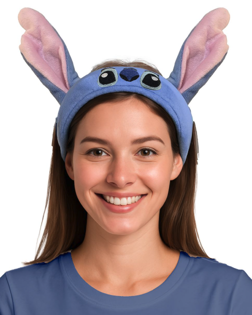 Diadema azul con orejas rosas