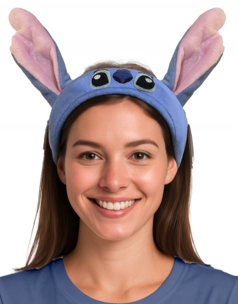 Diadema azul con orejas rosas