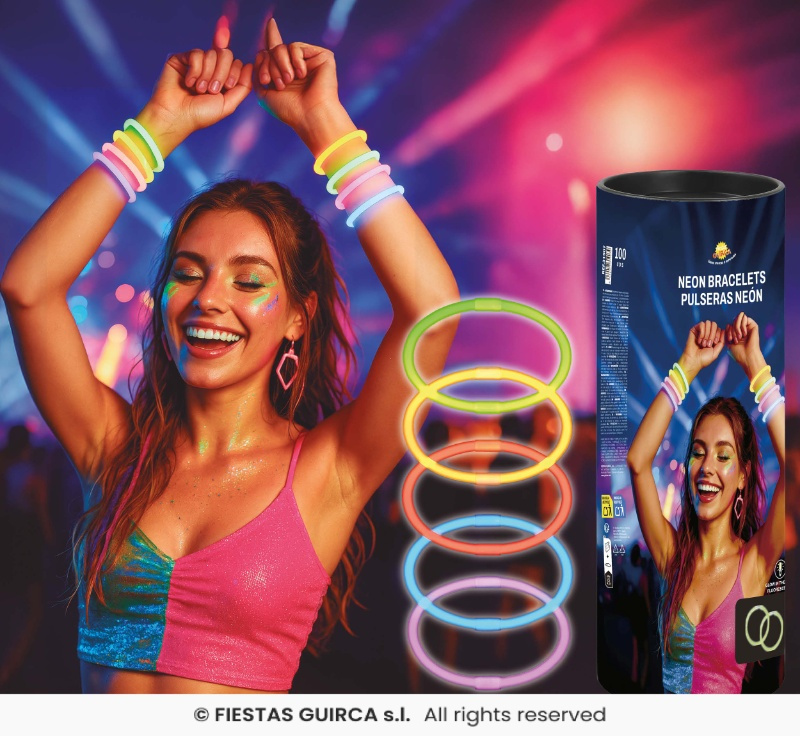 Pulseras De Luz Neon 15 pcs