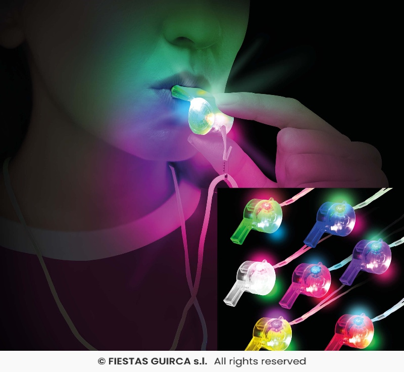 Silbato Con Cuerda y Luz Surtido 5 cms