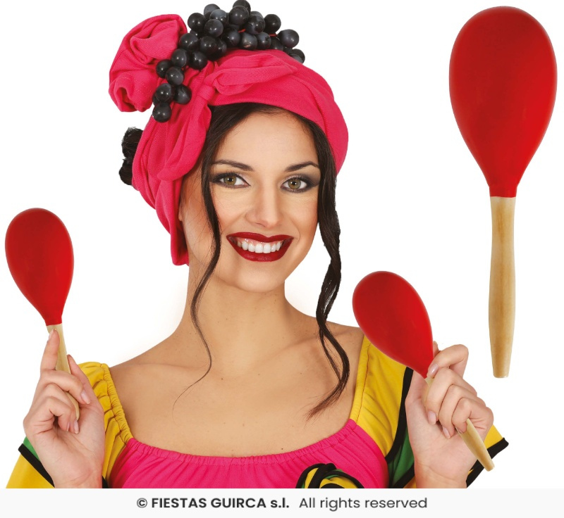 Maraca Roja Madera 20 cm