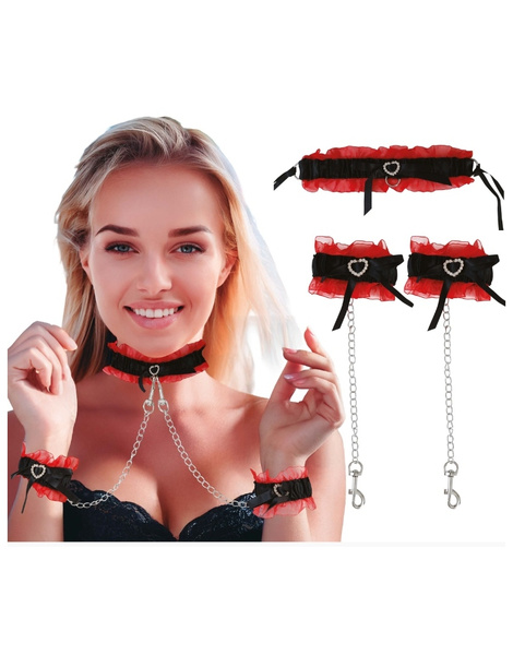 Set Muñequeras y Gargantilla Con Cadenas