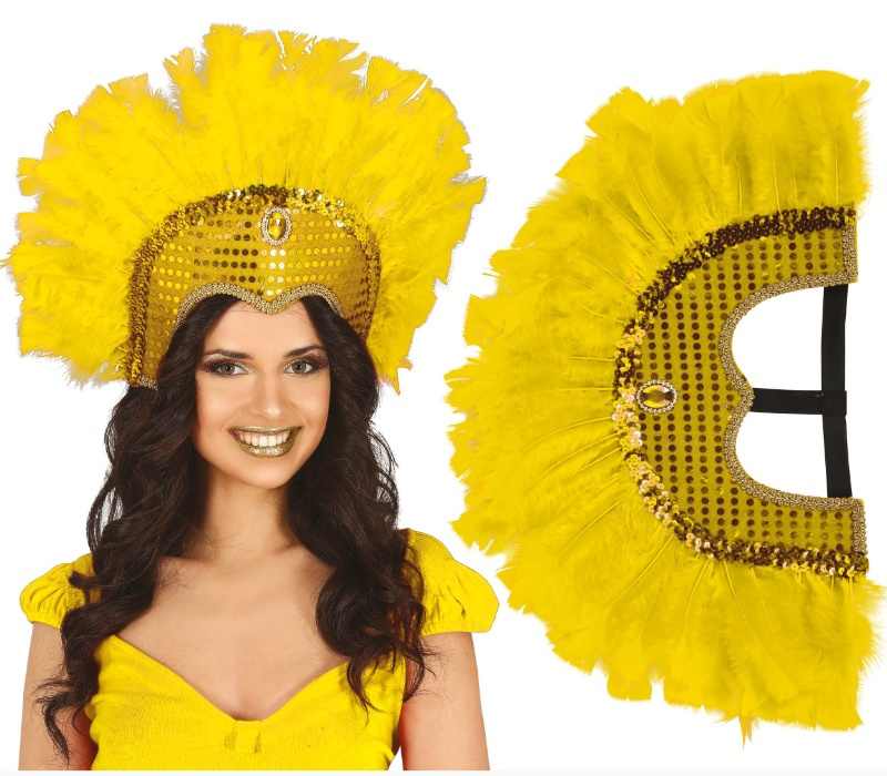 Tocado plumas amarillo