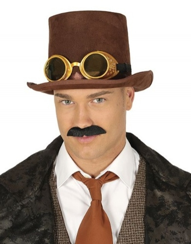 Chistera Fieltro Marron Con Gafas AD