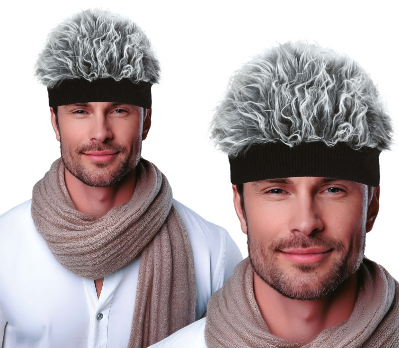 Peluca Gris Con Cinta Adulto