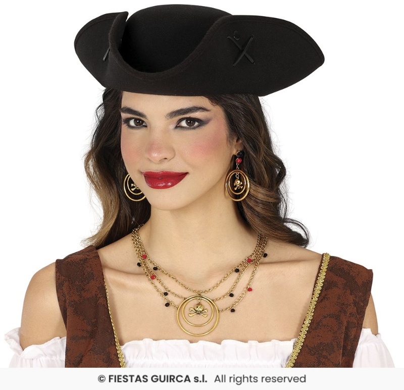 Conjunto pendientes collar pirata metal